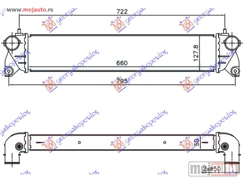Glavna slika -  HLADNJAK INTERKULERA 1.6-1.9 JTD (660x127x50) Suzuki sx4 07-13 -dostupno - MojAuto