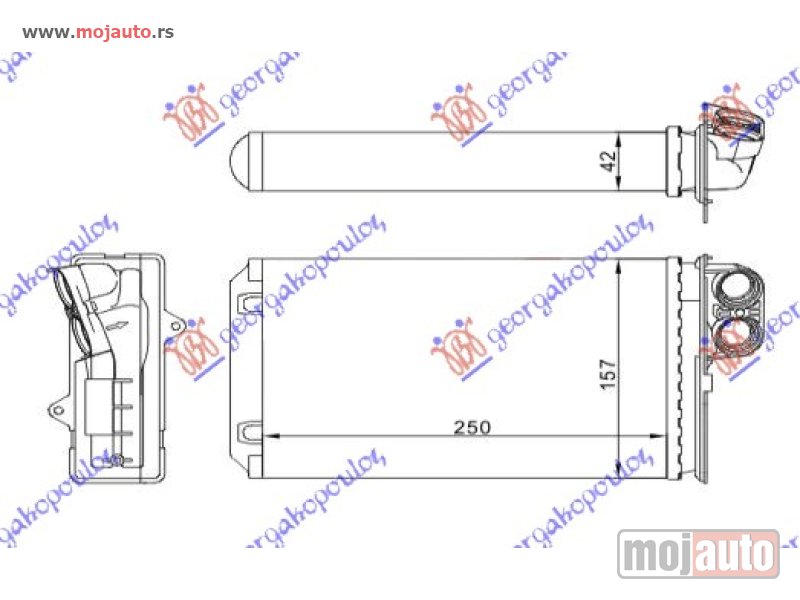 Glavna slika -  GREJAC KABINE (250x157)-99 (TIP VALEO-IPRA) (BEZ CEVI) Peugeot 405 93-95 -dostupno - MojAuto