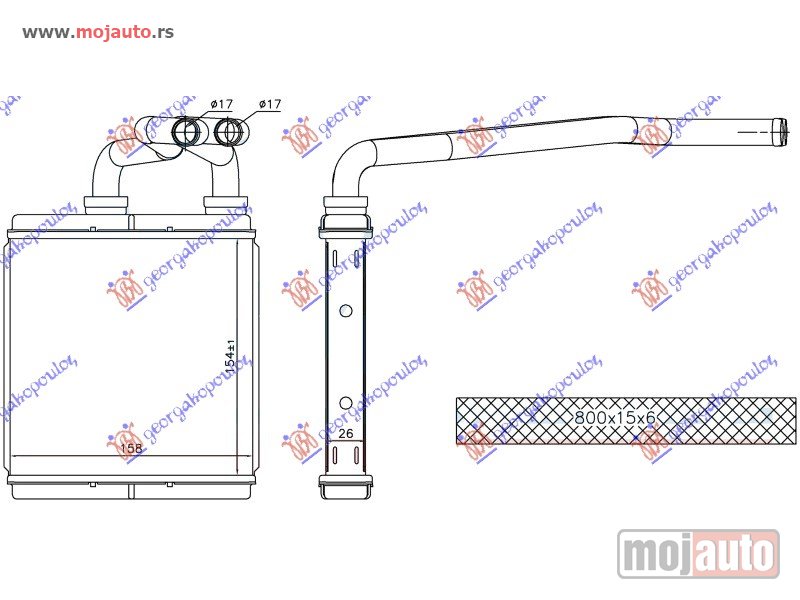 Glavna slika -  GREJAC KABINE (154x158x26) Suzuki splash 07-12 -dostupno - MojAuto
