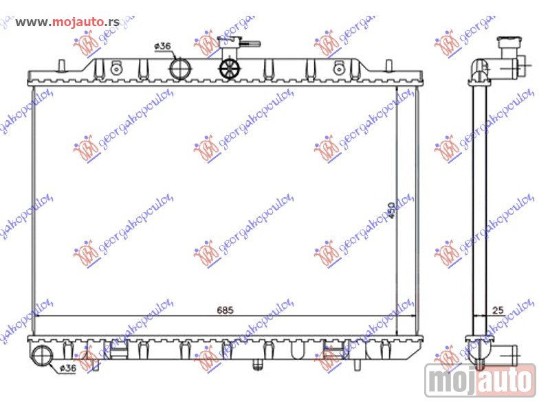 Glavna slika -  HLADNJAK MOTORA 2.0 T.D (45x69) 07- Nissan x-trail 01-14 -dostupno - MojAuto