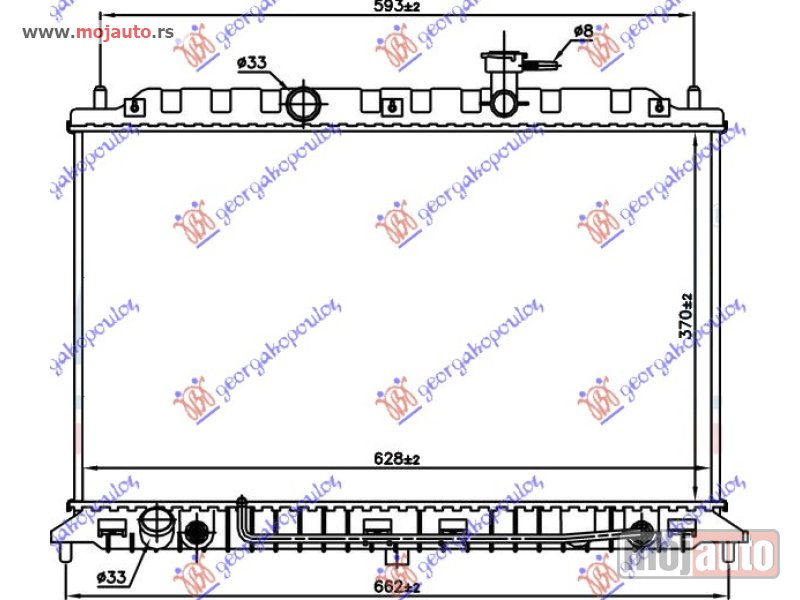 Glavna slika -  HLADNJAK MOTORA 1.4/1.6cc 16V (+/-AC) (37x64.2) Kia rio 05-11 -dostupno - MojAuto