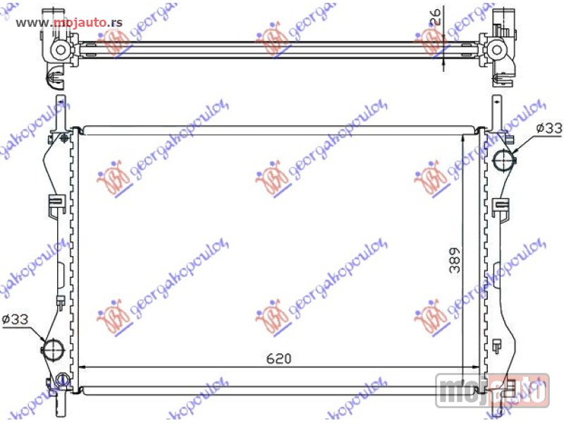 Glavna slika -  HLADNJAK MOTORA 2.4 TD-TDi (-AC) (62x40x26) Ford transit 00-06 -dostupno - MojAuto