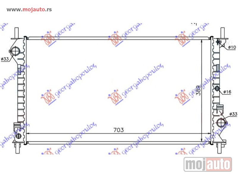 Glavna slika -  HLADNJAK MOTORA 1.8i 16V TDCI (+AC) (70.3x38.9) Ford transit connect 03-10 -dostupno - MojAuto