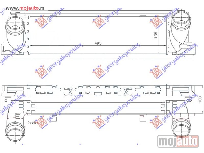 Glavna slika -  HLADNJAK INTERKULERA 2.5-2.8-3.0 DIZEL (495x133x98) Bmw series 3 (f30/f31) sdn/s.w. 12-14 -dostupno - MojAuto