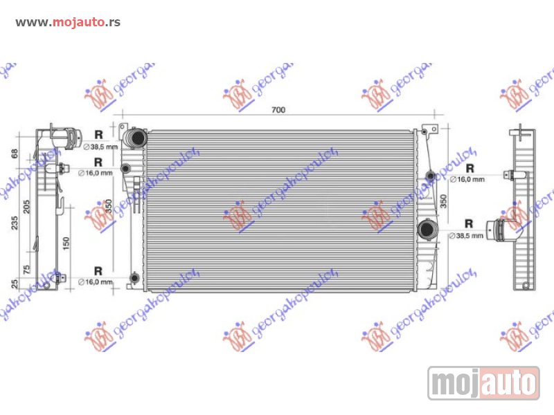Glavna slika -  HLADNJAK MOTORA 3.0 (330d) DIZEL (AUTO) (600x330x26) 3 CEVI Bmw series 3 (f30/f31) sdn/s.w. 12-14 -dostupno - MojAuto