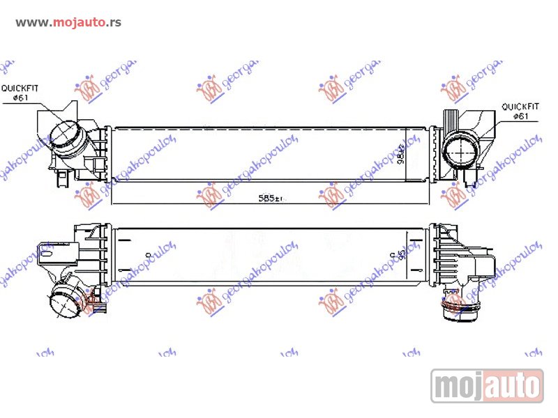 Glavna slika -  HLADNJAK INTERKULERA 1.5 (216-218i) BENZIN (585x98x95) Bmw x1 (f48) 19-22 -dostupno - MojAuto