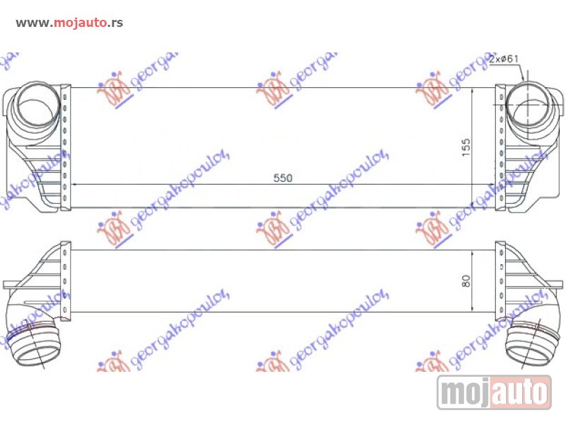 Glavna slika -  HLADNJAK INTERKULERA 3.0 BENZIN - 2.0-3.0 DIZEL (550x155x80) Bmw series 7 (f01/02) 08-12 -dostupno - MojAuto