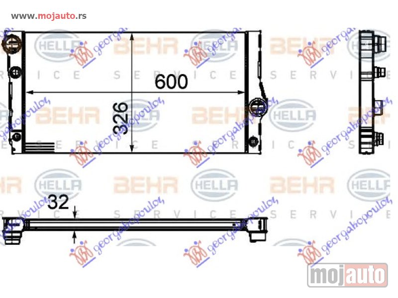 Glavna slika -  HLADNJAK MOTORA 3.0 535i HIBRID BENZIN (& GT/F07) (600x326x32) (MAHLE PREMIUM LINE) Bmw series 5 (f10/11) 13-16 -dostupno - MojAuto