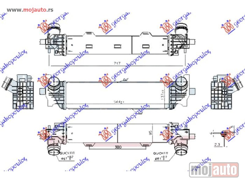 Glavna slika -  HLADNJAK INTERKULERA 2.0/3.0 DIZEL (544x137x95) (VALEO) Bmw series 7 (g11/g12) 19-22 -dostupno - MojAuto