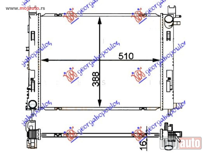 Glavna slika -  HLADNJAK MOTORA BENZIN/DIZEL (+AC) (51x40.8x2.7) 12- (MAHLE BEHR) Dacia logan-mcv 12-16 -dostupno - MojAuto