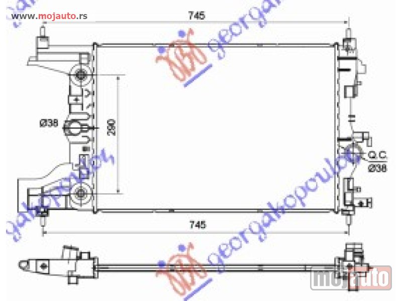 Glavna slika -  HLADNJAK MOTORA 1.6 ????IN (AUTO) (-AC) (58x39x16) Chevrolet cruze 13- -dostupno - MojAuto