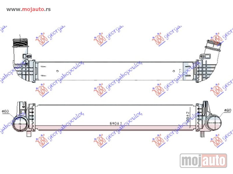 Glavna slika -  HLADNJAK INTERKULERA 2.0 (GTi) BENZIN (690x105x80) (NISSENS) Audi a1 18- -dostupno - MojAuto