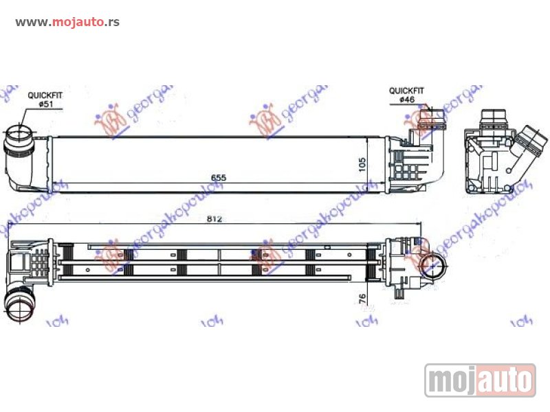 Glavna slika -  HLADNJAK INTERKULERA 1.5 DCi (655x105x76) -14 Dacia duster 10-17 -dostupno - MojAuto