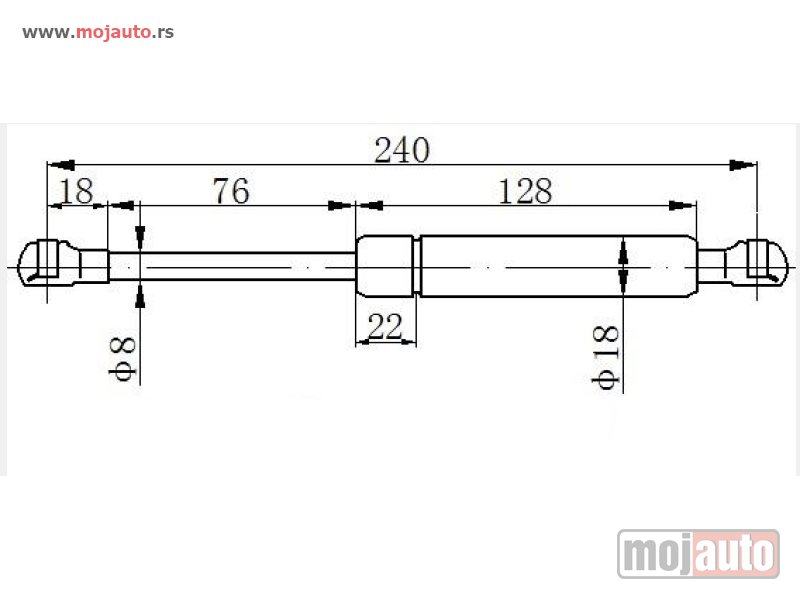 Glavna slika -  AMORTIZER GEPEK VRATA (240L-350N) Fiat doblo 09-15 -dostupno - MojAuto