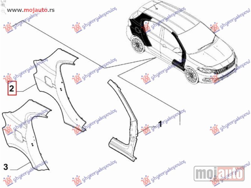 Glavna slika -  ZADNJI BLATOBRAN (H/B) (O) Levo Fiat tipo 21- -nedostupno - MojAuto