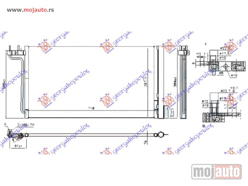 Glavna slika -  HLADNJAK KLIME 1.6/2.0 BENZIN / ELEK.POGON (718x384x16) Ford focus 14-18 -dostupno - MojAuto