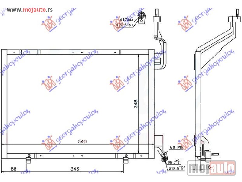 Glavna slika -  HLADNJAK KLIME 1.6 TDCi (540x348x16) -14 Ford b-max 12- -dostupno - MojAuto