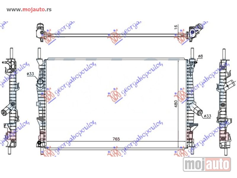 Glavna slika -  HLADNJAK MOTORA 2.0/2.2 TDCi DIZEL (765x460x16) RWD-4WD Ford transit 19- -dostupno - MojAuto