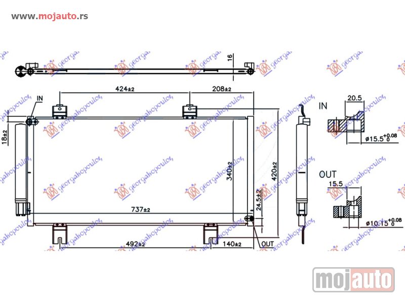 Glavna slika -  HLADNJAK KLIME 1.3 BENZIN (73.7x35.3x1.6) (NISSENS) Honda jazz 15-18 -dostupno - MojAuto