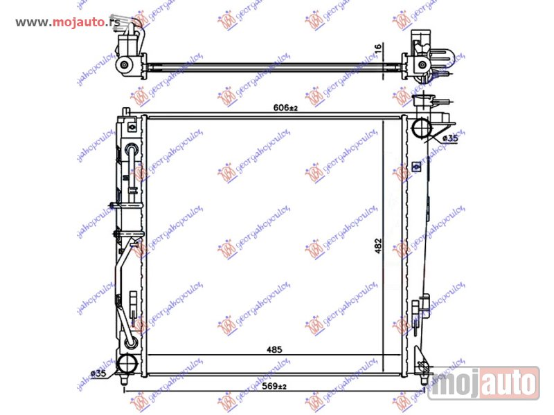 Glavna slika -  HLADNJAK MOTORA 2.0 CRDi DIZEL (AUTOMATSKI) (485x470) (CESKA) (KOYO) Kia sportage 10-14 -dostupno - MojAuto