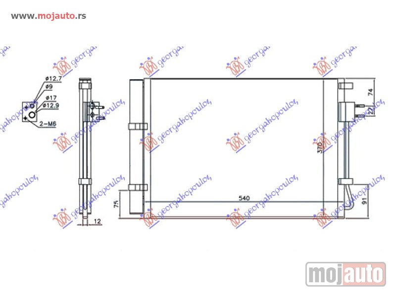 Glavna slika -  HLADNJAK KLIME 1.2/1.4i BENZIN (520x370x12) Hyundai i20 12-14 -dostupno - MojAuto