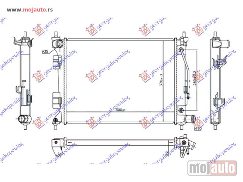Glavna slika -  HLADNJAK MOTORA 1.4i BENZIN (AUTO) (500x375x26) Hyundai i20 (h/b) 14-18 -dostupno - MojAuto