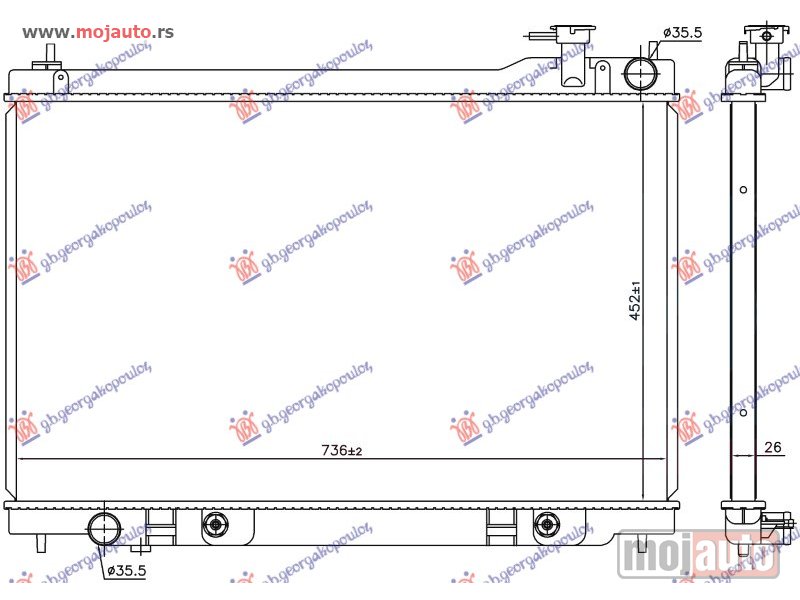 Glavna slika -  HLADNJAK MOTORA 3.5i 24V (AUTO) (45x72.7x25) Infiniti fx35/fx45 05-09 -dostupno - MojAuto