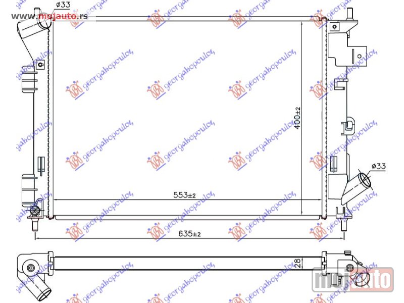 Glavna slika -  HLADNJAK MOTORA 1.6i/1.6 GDI (MAN) (55.3x40.0x2.8) Kia soul 13-16 -dostupno - MojAuto