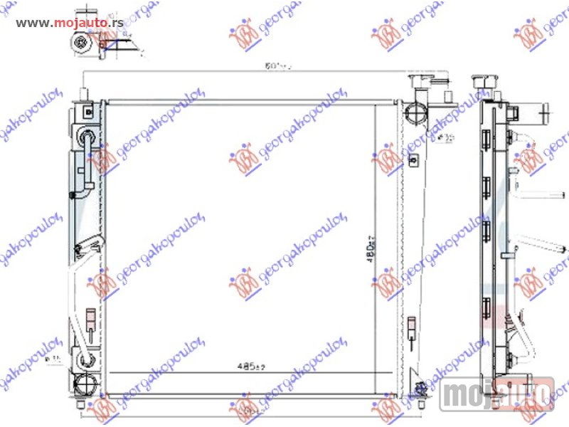 Glavna slika -  HLADNJAK MOTORA 1.7 CRDi DIZEL (AUTO) (480x480x18) Kia carens 13- -dostupno - MojAuto