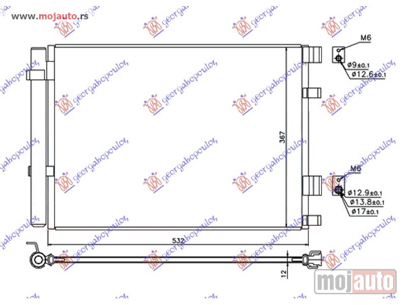 Glavna slika -  HLADNJAK KLIME 1.1/1.4 CRDi DIZEL (500x360x12) Hyundai accent 11-14 (export type) -dostupno - MojAuto