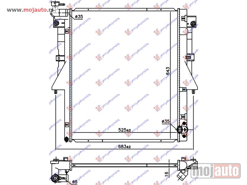 Glavna slika -  HLADNJAK MOTORA 2.4 DI-D DIZEL (4N15) (525x669x16) Fiat fullback 16- -dostupno - MojAuto