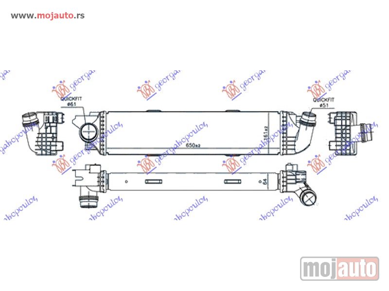 Glavna slika -  HLADNJAK INTERKULERA 1.6 CDTi DIZEL (650x161x64) Fiat talento 16- -dostupno - MojAuto