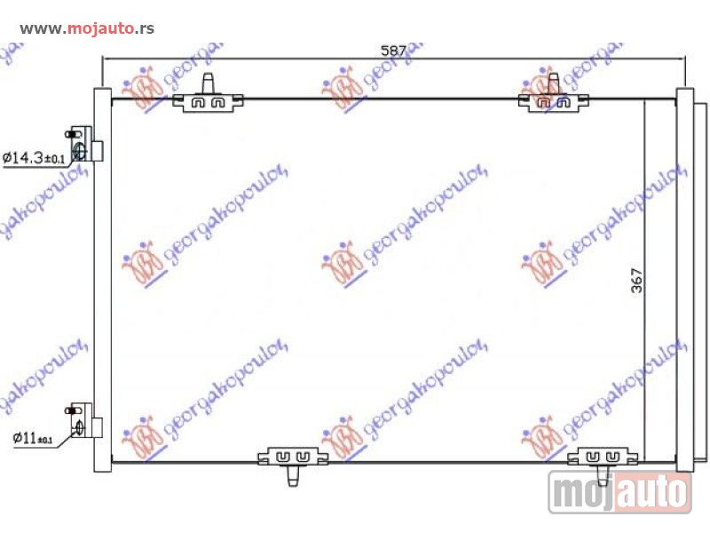 Glavna slika -  HLADNJAK KLIME 1.2/1.6 Vti 1.6 HDi (587x367x12) Citroen c-elysee 13-16 -dostupno - MojAuto