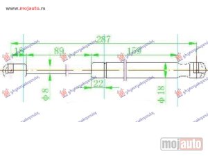 NOVI: delovi  AMORTIZER GEPEK VRATA 4 VRATA (287L-495N) Mazda 6 02-08 -dostupno
