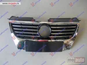 NOVI: delovi  PVC MASKA KOMPLET (HROM/CRNA MREZA) (PDS SENZOR) (OTVOR ZA ZNAK 150mm) Vw passat 05-11 -dostupno