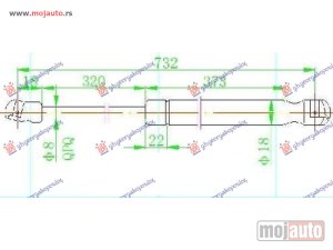 NOVI: delovi  AMORTIZER HAUBE (732-350N) Vw passat 05-11 -dostupno