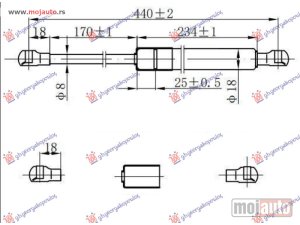 Glavna slika - AMORTIZER GEPEK VRATA 3 VRATA (460N) Fiat stilo 01-06 -dostupno - MojAuto