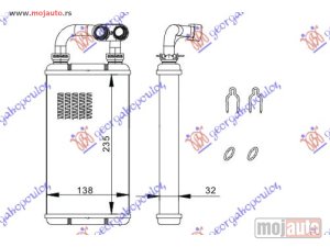 NOVI: delovi  GREJAC KABINE (235x138) COMPACT (KOMPLET SA CEVIMA) Bmw series 3 (e36) compact 94-98 -dostupno