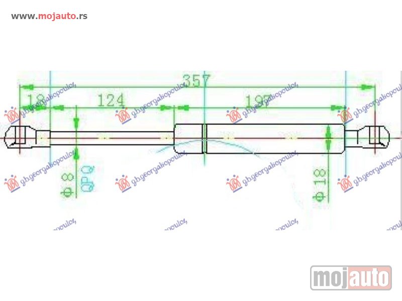 Glavna slika -  AMORTIZER HAUBE (355L-350N) Alfa romeo gt 03-10 -dostupno - MojAuto