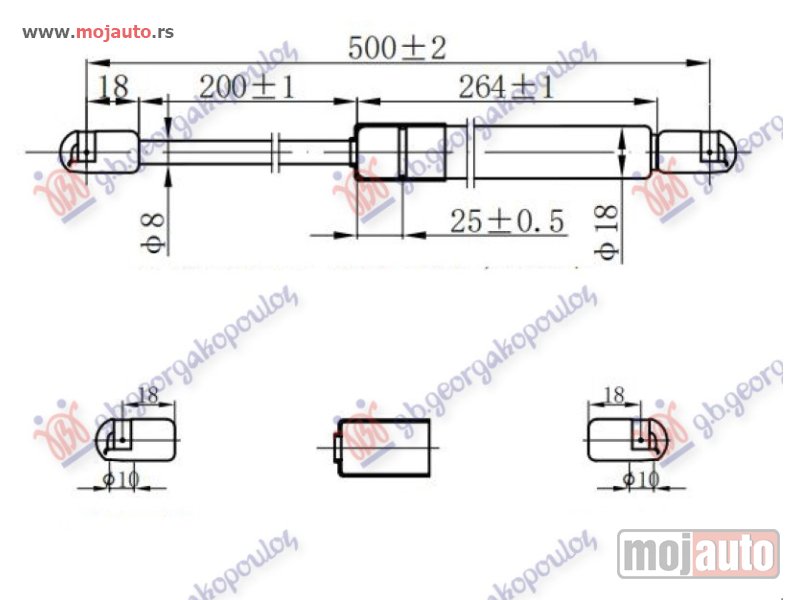 Glavna slika -  AMORTIZER GEPEK VRATA (H/B) (500L-360N) Nissan micra (k12) 02-10 -dostupno - MojAuto