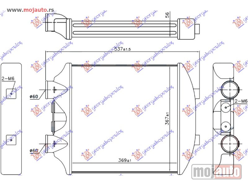Glavna slika -  HLADNJAK INTERKULERA 1.8 TURBO BENZIN - 1.9 TDi DIZEL (370x365x56) Seat ibiza 02-08 -dostupno - MojAuto