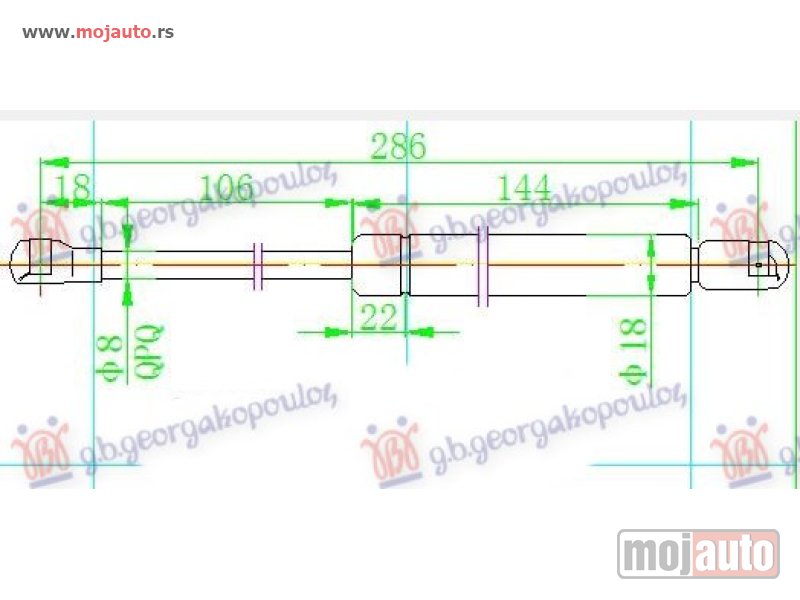 Glavna slika -  AMORTIZER GEPEK VRATA (287L-600N) Seat cordoba 02-08 -dostupno - MojAuto