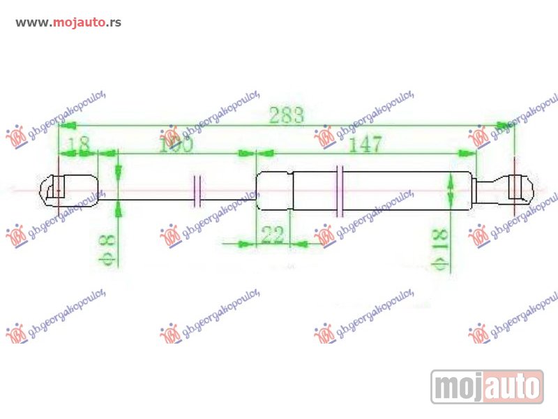 Glavna slika -  AMORTIZER HAUBE (284L-720N) Bmw x3 (e83) 04-07 -dostupno - MojAuto
