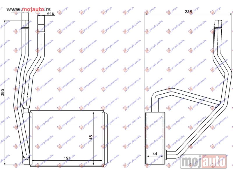 Glavna slika -  GREJAC KABINE (191x145x44) Mazda 2 03-07 -dostupno - MojAuto