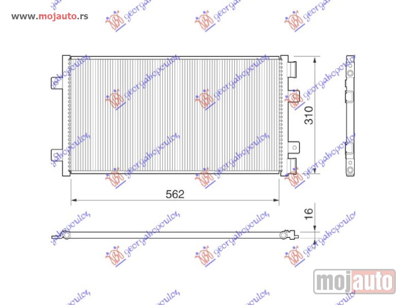 Glavna slika -  HLADNJAK KLIME 1.2i8V/16V (560x310) 2001-2002 (MARELLI TIP) Fiat punto 99-03 -dostupno - MojAuto