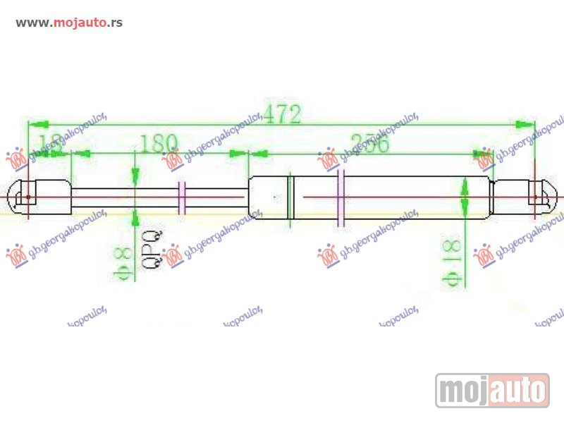 Glavna slika -  AMORTIZER GEPEK VRATA 3 VRATA (472L-330N) Fiat punto 03-11 -nedostupno - MojAuto
