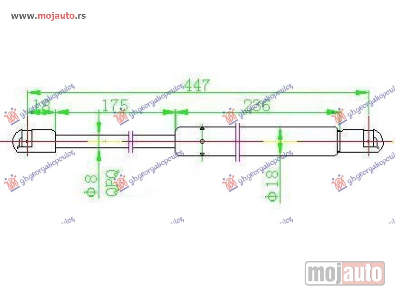 Glavna slika -  AMORTIZER GEPEK VRATA (445L-300N) Fiat punto 95-99 -dostupno - MojAuto