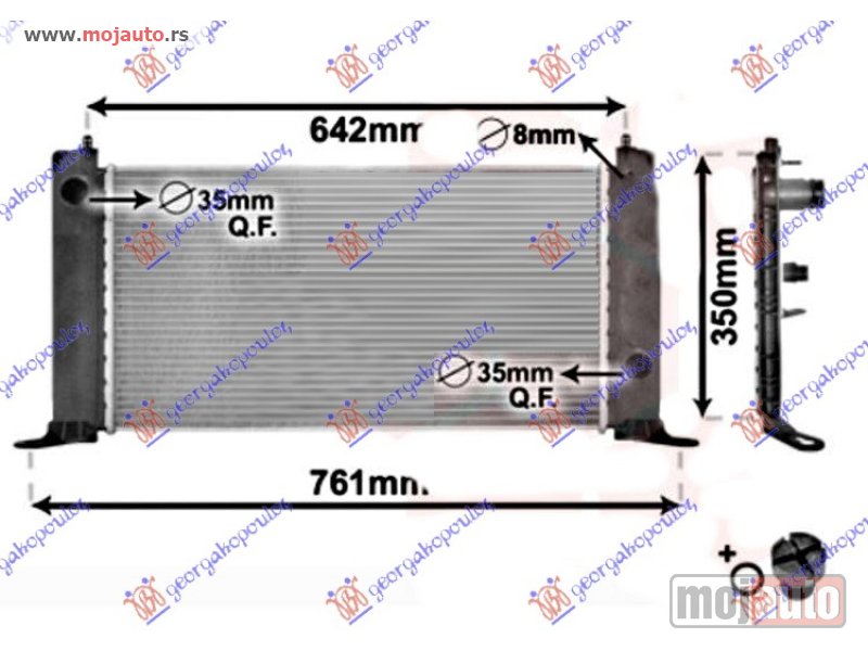 Glavna slika -  HLADNJAK MOTORA 1.2i 16V (+/-AC) (58x31) Fiat stilo 01-06 -dostupno - MojAuto