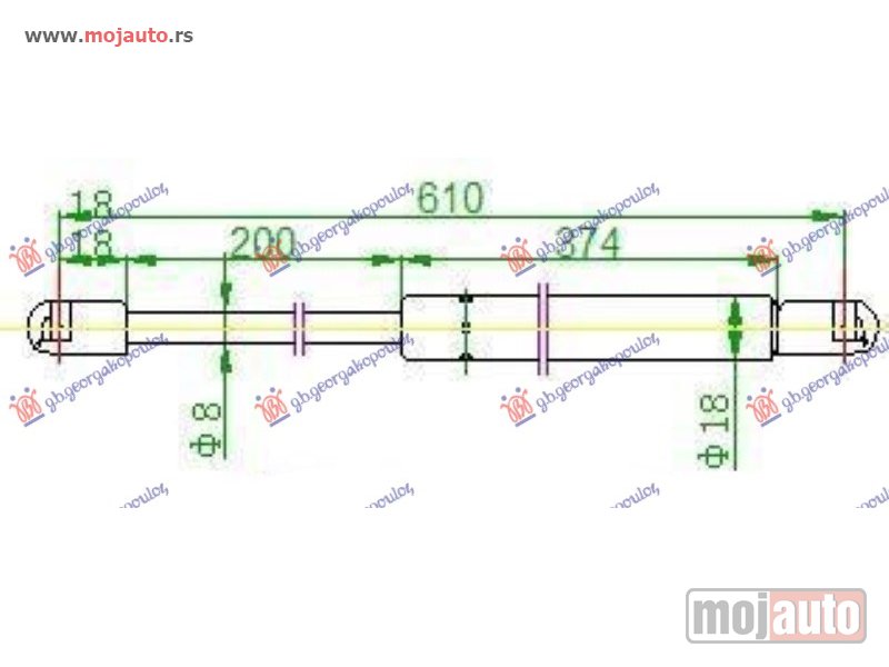 Glavna slika -  AMORTIZER GEPEK VRATA (560N) Lancia zeta 94-02 -dostupno - MojAuto