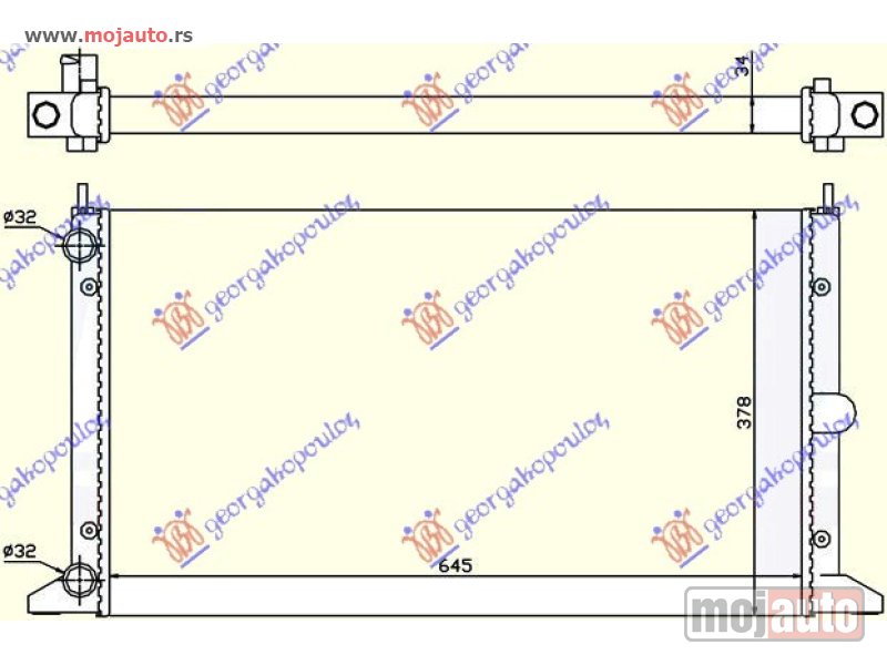 Glavna slika -  HLADNJAK MOTORA 2.0 i/18V (64.5x37.8) -00 Vw sharan 95-10 -dostupno - MojAuto